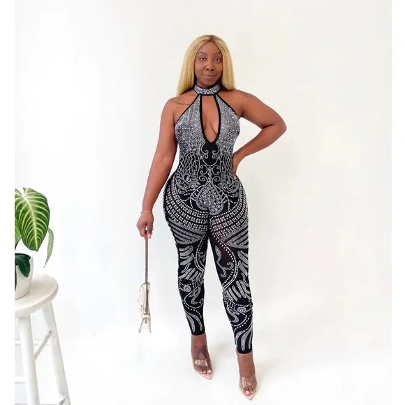 Pants Jumpsuits All The Rage Embellished Jumpsuit Poshmark